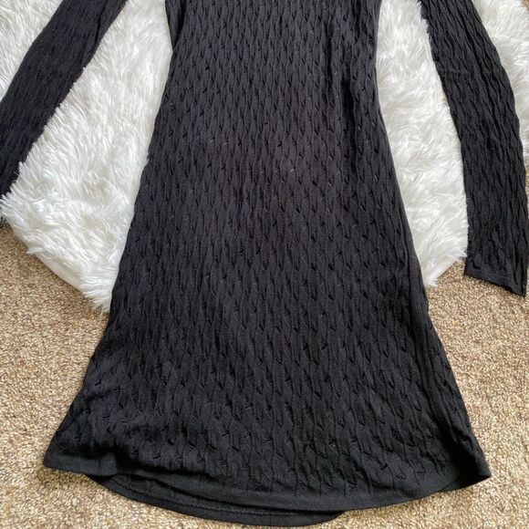 Diane Von Furstenberg Slim Kivel Ladder Lace Knit Dress Faux Leather Stretch - Picture 3 of 15